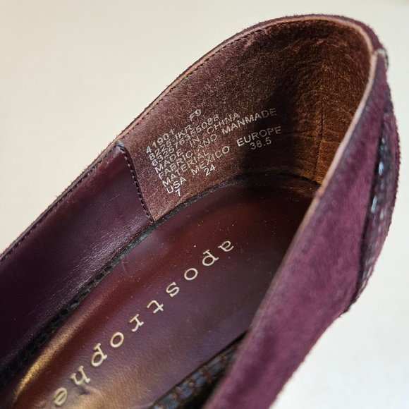 EUC Apostrophe 7M Heels Peep Toe Burgundy 3" - Picture 5 of 5